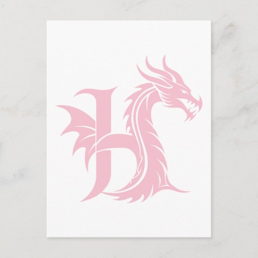 Dragon Styled Letter H, Dragon Alphabet, Monogram ポストカード (正面)