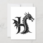 Dragon Styled Letter H, Dragon Alphabet, Monogram マグネット招待状 (正面)