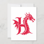 Dragon Styled Letter H, Dragon Alphabet, Monogram マグネット招待状 (正面)