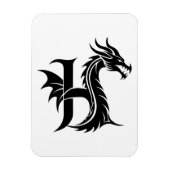 Dragon Styled Letter H, Dragon Alphabet, Monogram マグネット (縦)