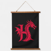 Dragon Styled Letter H, Dragon Alphabet, Monogram 吊り下げ型タペストリー (正面)