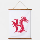 Dragon Styled Letter H, Dragon Alphabet, Monogram 吊り下げ型タペストリー (正面)