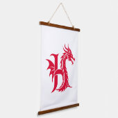 Dragon Styled Letter H, Dragon Alphabet, Monogram 吊り下げ型タペストリー (傾斜あり)