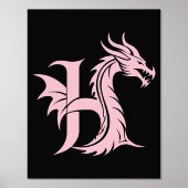 Dragon Styled Letter H, Dragon Alphabet, Monogram 箔ポスター (正面)