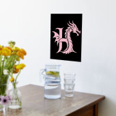 Dragon Styled Letter H, Dragon Alphabet, Monogram 箔ポスター (レイダウン (キッチン))