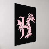 Dragon Styled Letter H, Dragon Alphabet, Monogram 箔ポスター (レイダウン)