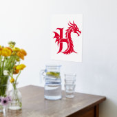 Dragon Styled Letter H, Dragon Alphabet, Monogram 箔ポスター (レイダウン (キッチン))