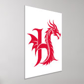 Dragon Styled Letter H, Dragon Alphabet, Monogram 箔ポスター (レイダウン)