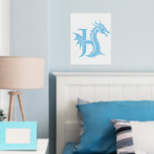 Dragon Styled Letter H, Dragon Alphabet, Monogram 箔ポスター (インサイチュ (寝室))