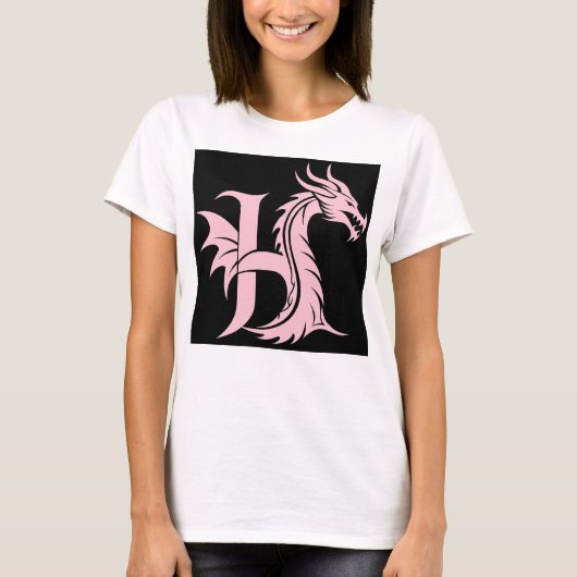 Dragon Styled Letter H, Dragon Alphabet, Monogram Tシャツ (正面)