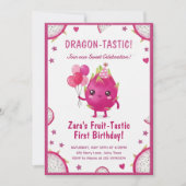 Dragon-Tastic Dragon Fruit First Birthday 招待状 (正面)