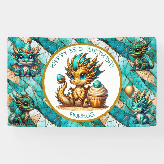 Dragon Themed Personalized Happy Birthday 横断幕 (横)