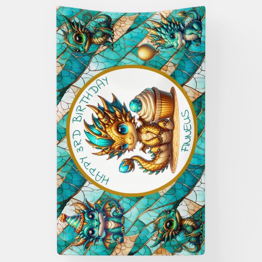Dragon Themed Personalized Happy Birthday 横断幕 (縦)
