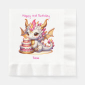 Dragon Themed Pink and Gold Personalized Birthday 縁ありランチョンナプキン (正面)