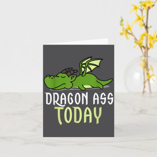 Dragon Today _ Dragging _ Lazy _ Funny Novelty _ G カード (黄色い花)