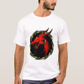 dragon tribal rouge chinois logo tシャツ (正面)