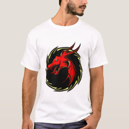 dragon tribal rouge chinois logo tシャツ