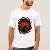 dragon tribal rouge chinois logo tシャツ (正面)