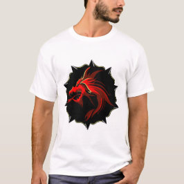 dragon tribal rouge chinois logo  tシャツ