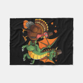 Dragon Turkey Pilgrim Thanksgiving Pumpkin Kids Bo フリースブランケット (正面(横))