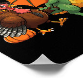 Dragon Turkey Pilgrim Thanksgiving Pumpkin Kids Bo ポスター (角)