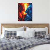 Dragon vs Lion Wall Art – Fire and Ice Clash キャンバスプリント (インサイチュ (寝室))