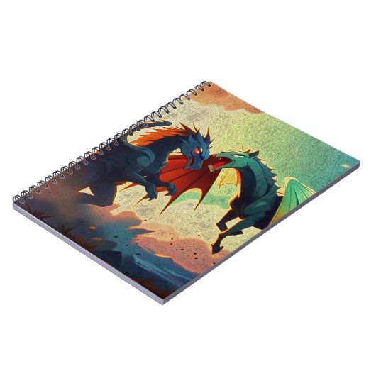 Dragon vs Pegasus - Fantasy Art ノートブック (左側)