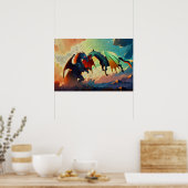 Dragon vs Pegasus - Fantasy Art ポスター (キッチン)