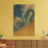 Dragon vs White Tiger – Mystical Fantasy Wall Art  キャンバスプリント (インサイチュ (リビング))