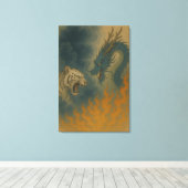 Dragon vs White Tiger – Mystical Fantasy Wall Art  キャンバスプリント (インサイチュ (ウッドフロア))
