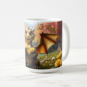 Dragon with yellow roses. 15-ounce mug コーヒーマグカップ (正面右)