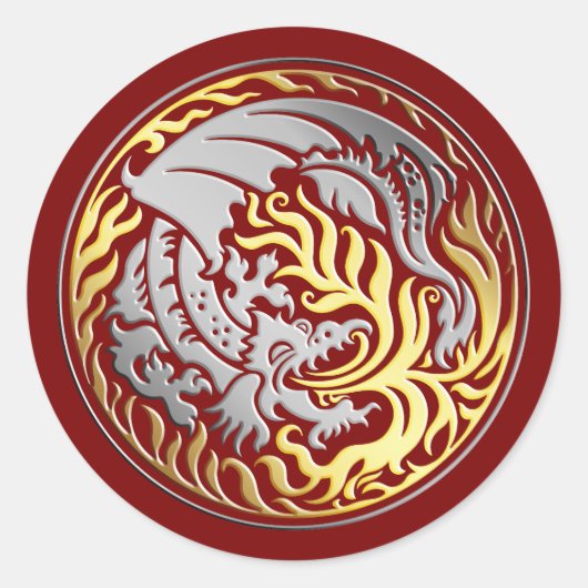 Dragoncircle – 赤の金ゴールド火付きクロム ラウンドシール (正面)