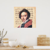 Dragonetti to Gioachino Rossini楽譜バック付き ポスター (キッチン)