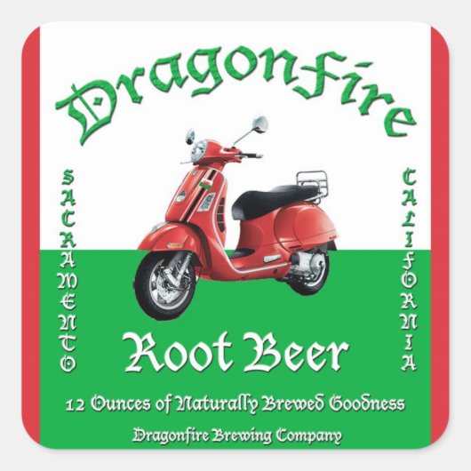 DragonFire Root Beerスタンプ スクエアシール (正面)