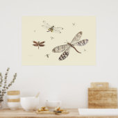 Dragonflies 18th century art ポスター (キッチン)
