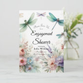 Dragonflies and Pastel Florals Engagement Shower 招待状 (スタンド正面)