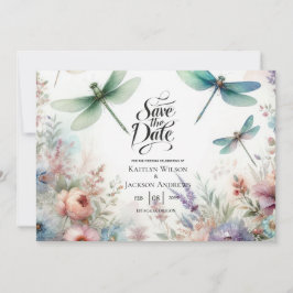 Dragonflies and Pastel Florals Save the Date セーブザデート
