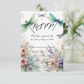 Dragonflies and Pastel Florals Wedding 出欠カード (スタンド正面)