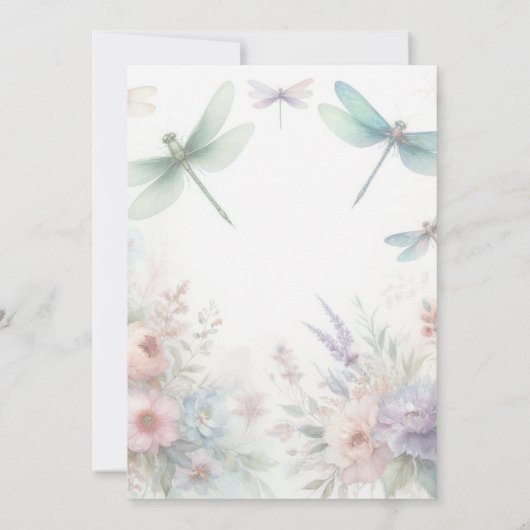 Dragonflies and Pastel Florals Wedding 招待状 (裏面)