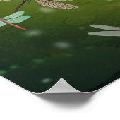 Dragonflies and Water Lillies Artwork ポスター (角)