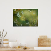 Dragonflies and Water Lillies Artwork ポスター (キッチン)