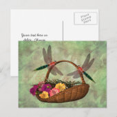 Dragonflies On Flower Basket  ポストカード (正面/裏面)