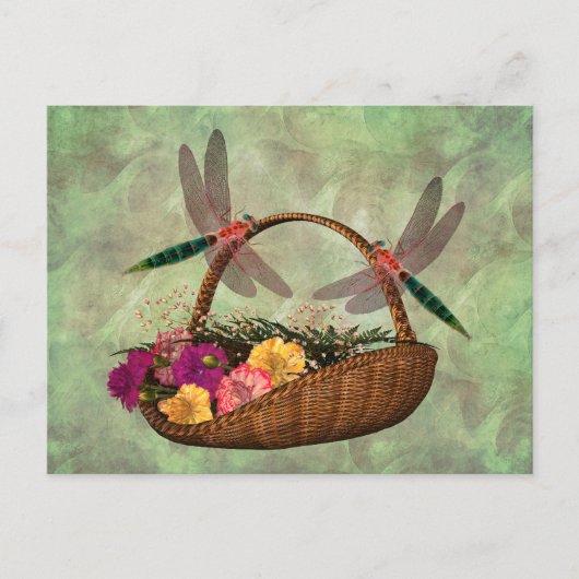 Dragonflies On Flower Basket  ポストカード (正面)