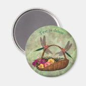 Dragonflies On Flower Basket Personalized マグネット (正面/裏面)