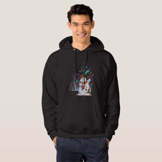 Dragonflies Snowman Scarf Christmas Tree Forest Wi パーカ (正面フル)