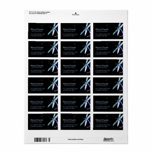 Dragonflyのアートビジネスアドレス ラベル (フルシート)