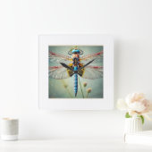Dragonfly 260924IREF213 - Watercolor スクエア壁時計 (ホーム)