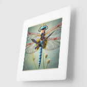 Dragonfly 260924IREF213 - Watercolor スクエア壁時計 (傾斜)