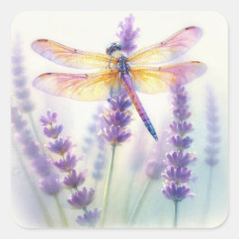 Dragonfly And Lavender Blooms スクエアシール