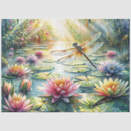 Dragonfly and Lotus Pond Watercolor Tissue Paper 薄葉紙